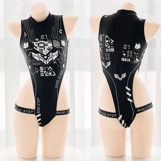 Freya Futuristic Robotic One Piece Monokini Teddy Swimsuit Outfit Set