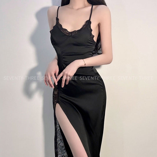 Black Sexy Long Nightgown Dress