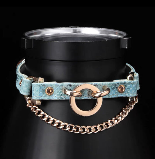 Layered Chain Ring Choker Necklace with Leash • Lolita Accessories • Adult Role Play • Cosplay Accessories