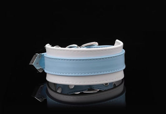 PERSONALIZED NAME Thick Duo Tone Leather Choker Necklace • Bracelet Wristlet • Lolita Accessories • Adult Role Play • Cosplay Accessories