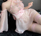 Pink See Through Floral Japanese Outfit Set • Cosplay Dress • Seductive Lingerie • Sex Rolepay