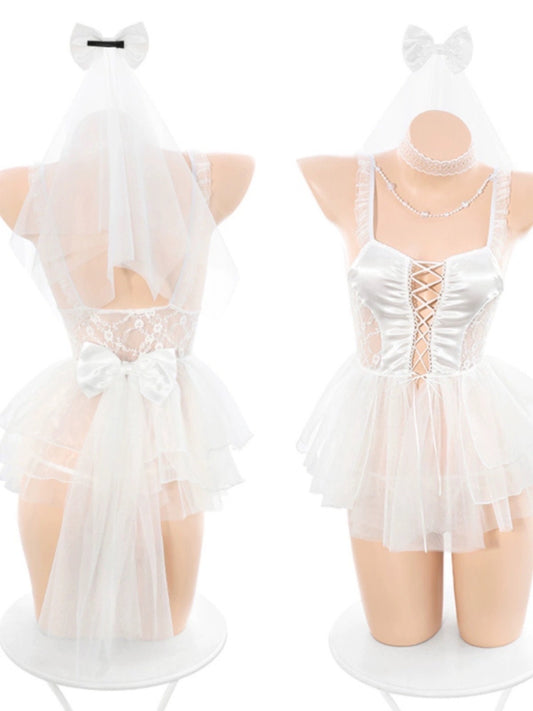 White Bride Bridal Sexy Outfit Set • Cosplay Roleplay • Sexy Lingerie • Bridal Wedding Photoshoot