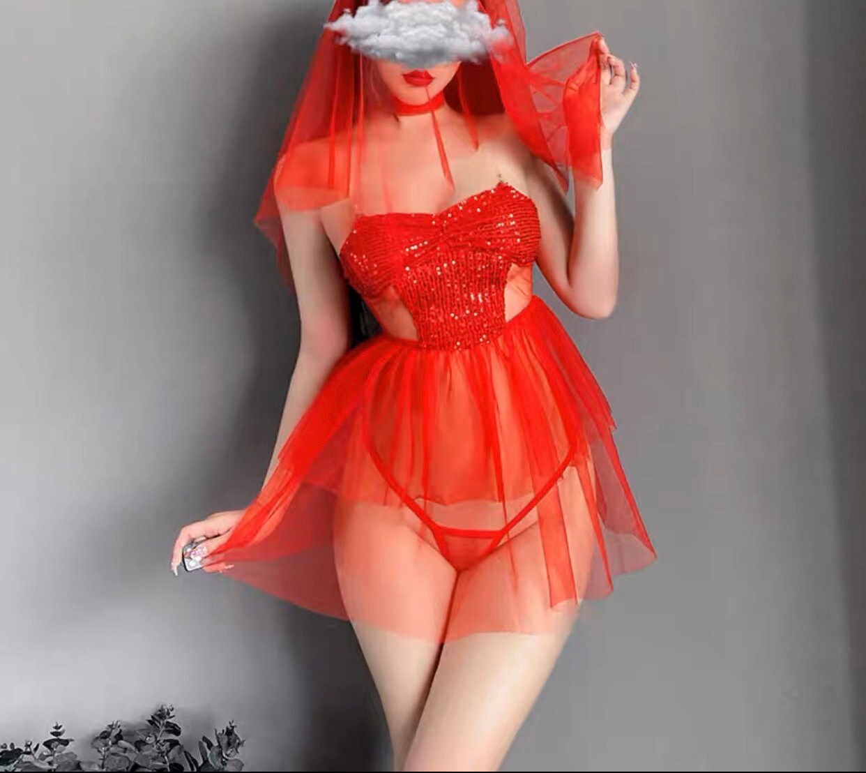 Red Bride Bridal Sexy Outfit Set  • Cosplay Roleplay • Sexy Lingerie • Bridal Wedding Photoshoot