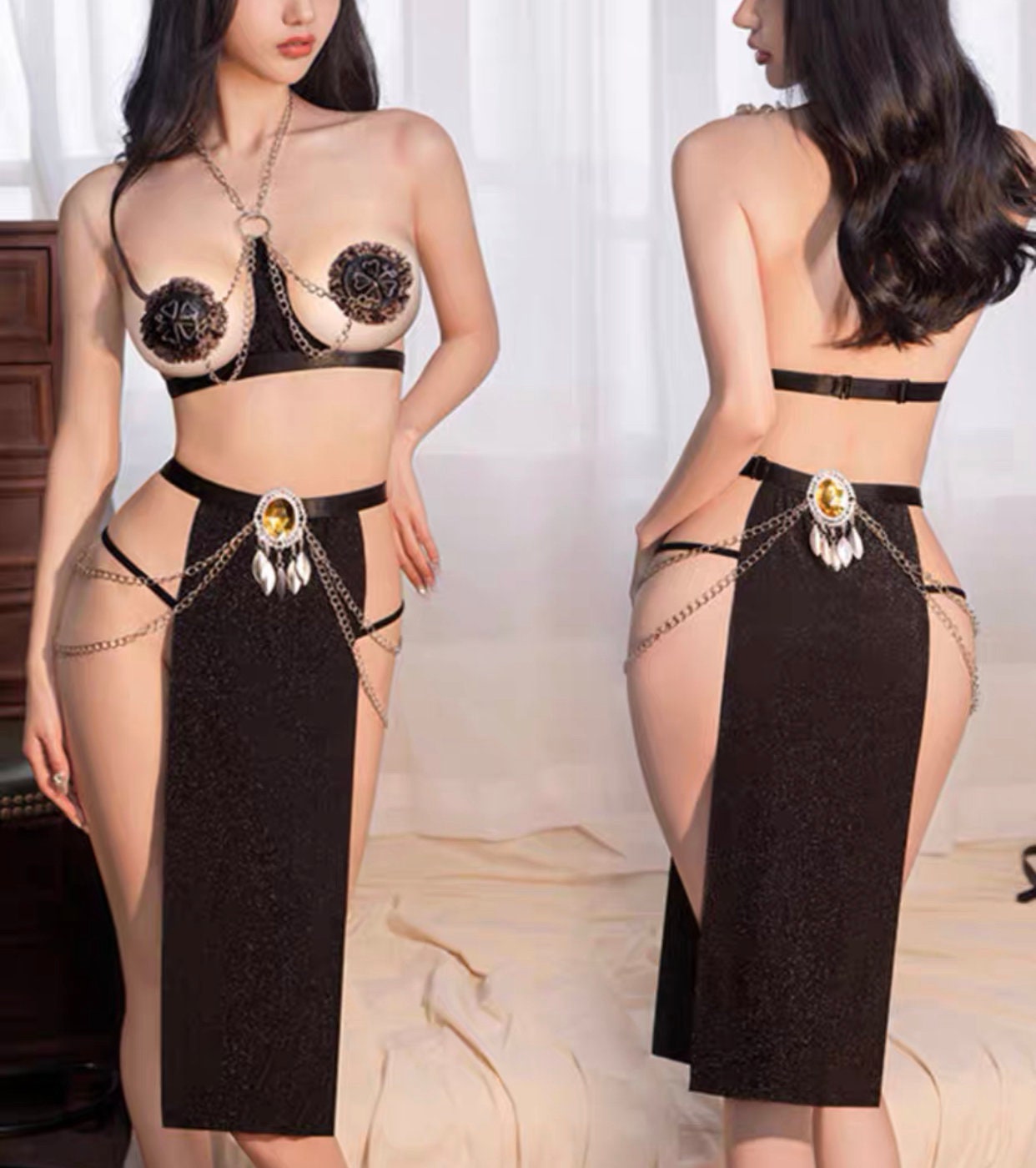 Exposed Persian Chained Body Chain Goddess Outfit Set