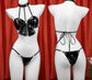 Sailormoon Black Japanese Anime Ribbon PU Sexy Dominatrix Bikini Outfit Set