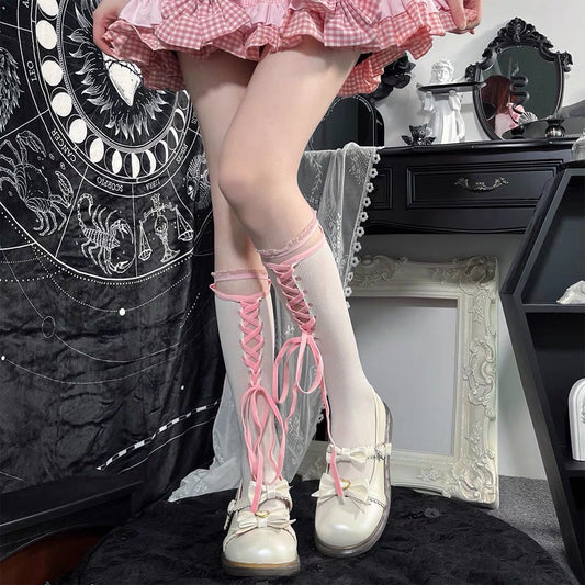 Lolita Gap Lace Stockings High Socks • Sexy Lingeries • Netted Fishnet Stockings