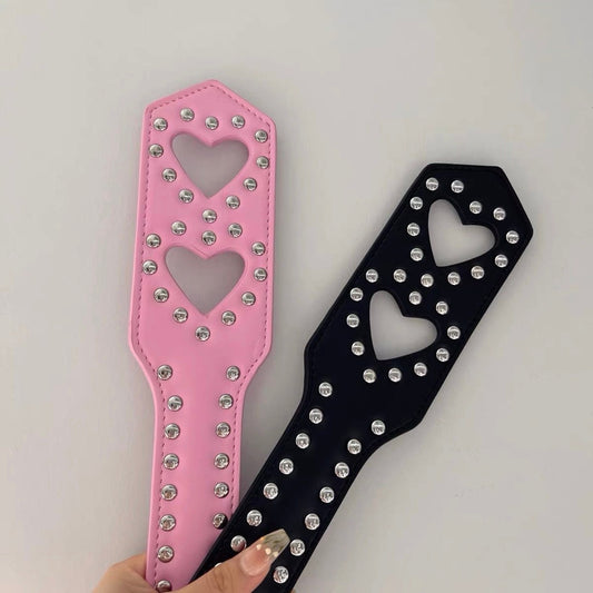 Studded Heart Spank Me Leather Spanker • BDSM Accessories • Sex Roleplay