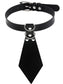 Mini Necktie Leather Collar Dominatrix Choker Chain Necklace with Leash • Lolita Accessories • Adult Role Play • Cosplay Accessories