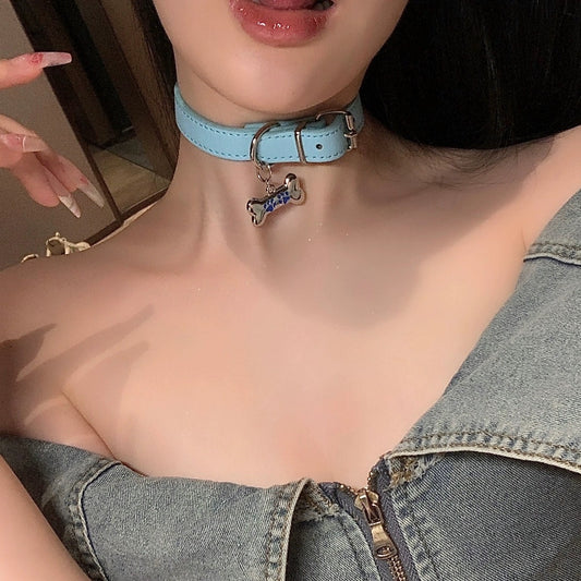 Blue Paws Dog Bone Collar Choker with Leash