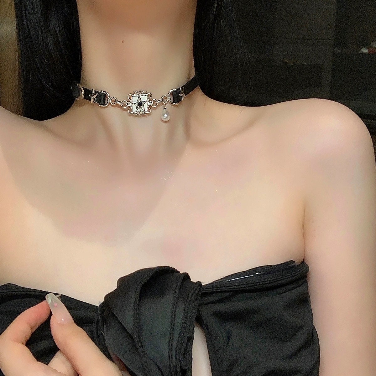 Rockstar Pearl Choker Collar Necklace • Sexy Seductive Choker • Ladies Accessories