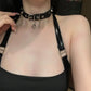 Skull Rock Star Studs Collar Choker Necklace with Leash • Adult Role Play • Bondage Restraints • Gag Fetish