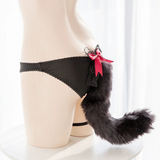 Furry Tail Thigh Garter Panty