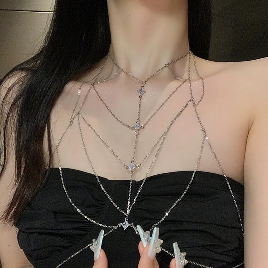 Stay Connected Silver Sexy Seductive Body Chain Accessories • Sexy Lingerie • Chest Accessories • Sex Play