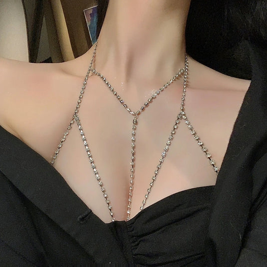 Y Silver Sexy Seductive Body Chain Accessories • Sexy Lingerie • Chest Accessories • Sex Play