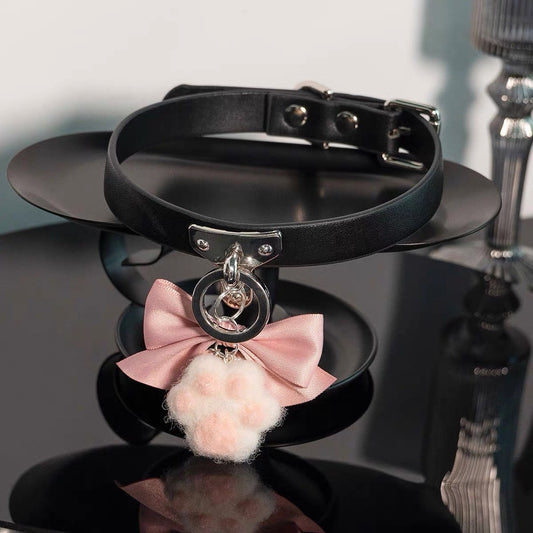 Kitty Bunny Animal Paw Collar Choker Necklace with Leash • Adult Role Play • Bondage Restraints • Gag Fetish